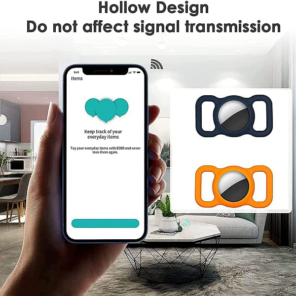 Notewisher 2Pcs Silicone Protective Case for Airtag Dog Anti-Lost Locator Holder Adjustable GPS Finder for Pets Elderly 1