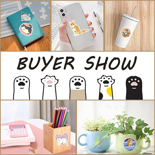 Cute Cats Sticker 50 Pack for Kids Adult Teens Waterproof Vinyl Animal Stickers for Laptop Water Bottle Phone Decor