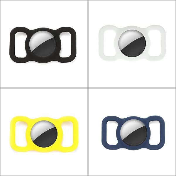 4 Pack Protective Case for Airtag, Portable Pet Collar Holder Compatible with Air Tag, Waterproof Silicone Airtag Keychain Locator Tracker Anti-Lost Device for Dog Cat Track Dog Cat Pet Wallets Accessory