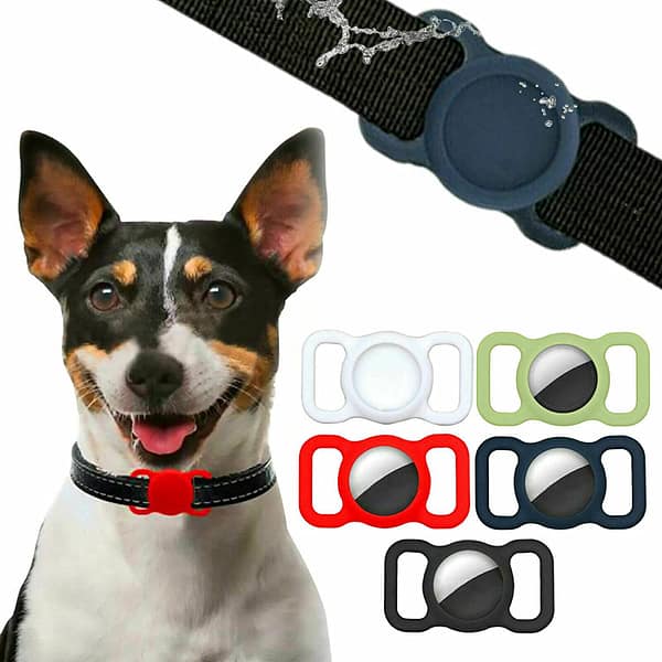 Silicone Pet Protective Case for Airtag Loop Apple GPS Finder Dog Cat Collar AU (Black)