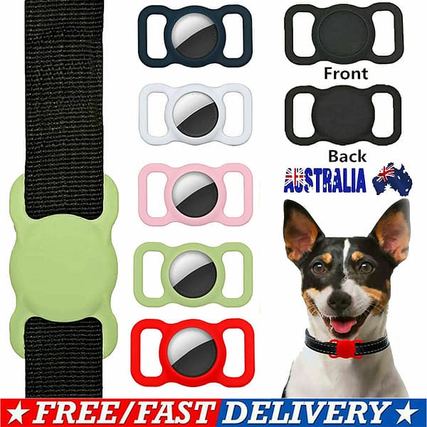 Silicone Pet Protective Case for Airtag Loop Apple GPS Finder Dog Cat Collar AU (Black)