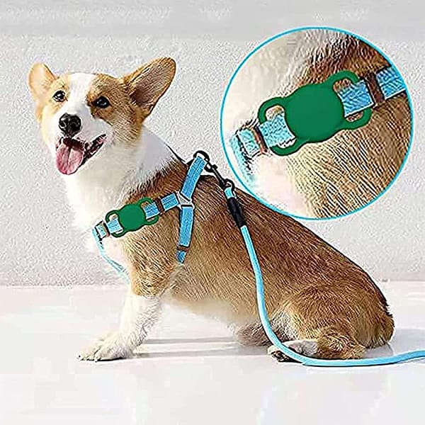 2 Pcs Airtag Dog Collar Holder, Pet Silicone Protective Case for Apple Airtag GPS Finder Dog Cat Collar Loop, Bluetooth Tracker Cover Bluetooth Finder Case for Pet Children Elderly Bags (D)