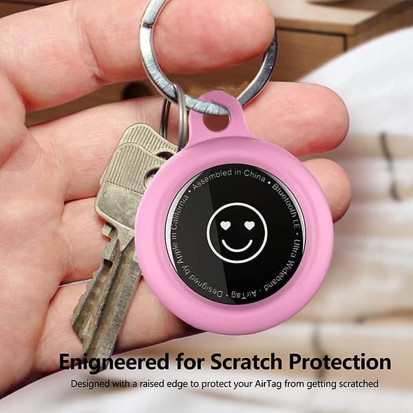 4 Pack AirTag Keychain Silicone Air Tags Holder Protective Case Compatible with Apple Air tag Keychain ,Accessories Holder for Air Tag Apple , Airtag Case Holder Loop Keyring Secure Tag Tracker.