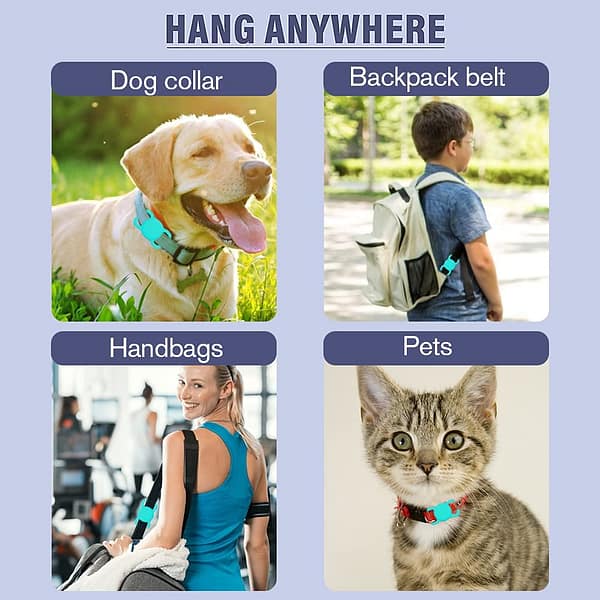 AirTag Dog Pet Collar Tracking Holder, Waterproof Slilcon Case for Air Tag 2021,Anti-Scratches AirTag Accessories Holder with Keychain Items Finder 2 Pack Black&Green
