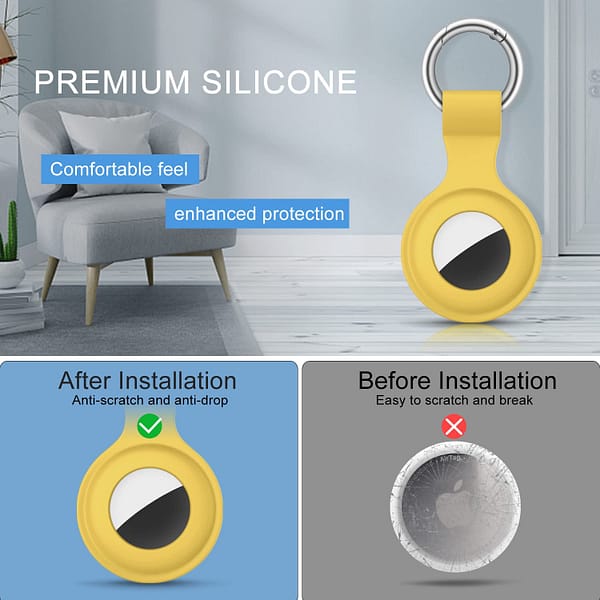 [4 Pack] Soft AirTag Case for Apple AirTags 2021, Keychain AirTags Case with Anti-Lost Key Ring, Anti-Scratch Lightweight Secure Holder Protective Cover with Key Ring for AirTags Holder Keychain Accessories