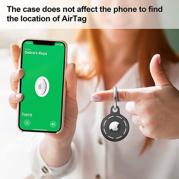 AirTag Holder Soft Silicone AirTag case 4 Pack AirTag Keychain Accessories Easy to Attach to Wallets, Keys, Pet Collars (Black)