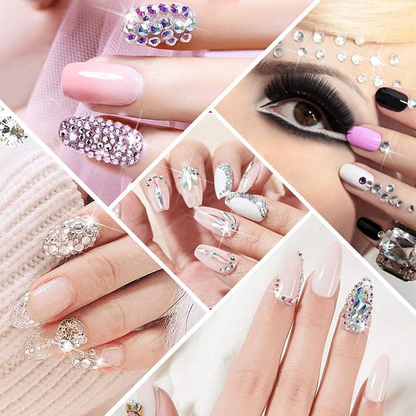 Crystals AB Nail Art Rhinestones Decorations Nail Stones for Nail Art Supplies and   Clear Crystal Rhinestones with Pick Up Tweezer and Rhinestone Picker Dotting Pen