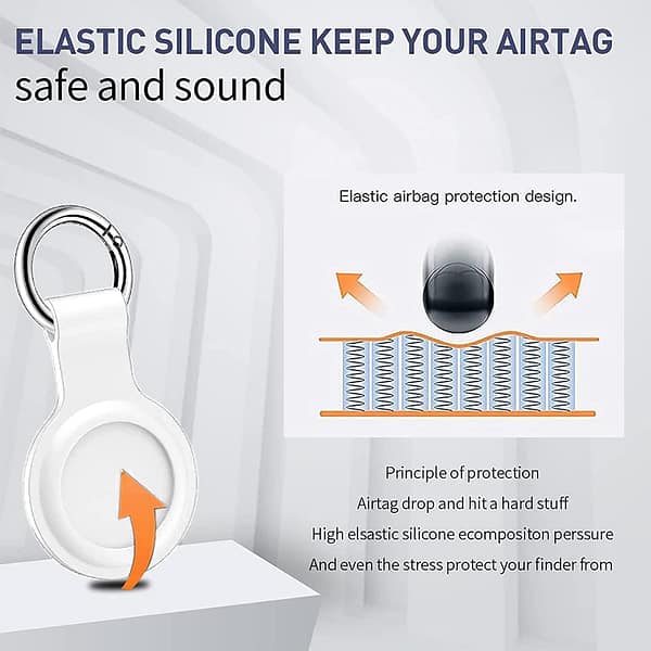 GENREEN Airtag Case Durable Silicone Airtag Holder Compatiable with Apple Air Tags with Key Ring, 2 Pack Anti-Lost Airtag Keychain for Apple Key Finder, Anti-Lost Airtag Cat Dog Collar,Black