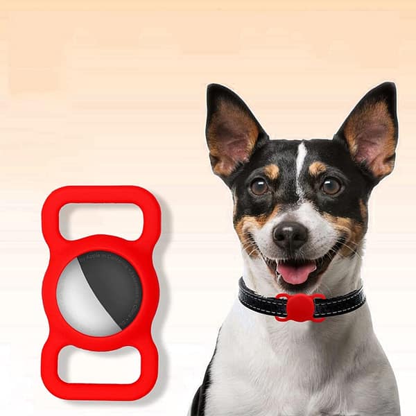 Silicone Case Compatible with AirTag Pet Collar, AirTag Protective Case for Dog Cat Collar 2 PCS (2-Black)