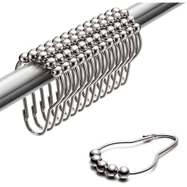 Shower Curtain Rings for Bathroom - Stainless Steel, Set of 12, Chrome, Silver