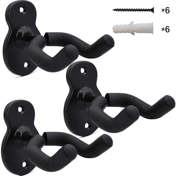 Guitar Wall Mount Hangers 3 Pack, Guitar Style Wall Holders Hooks Stands for Acoustic Electric Bass Classical Ukulele Guitars Emlimny