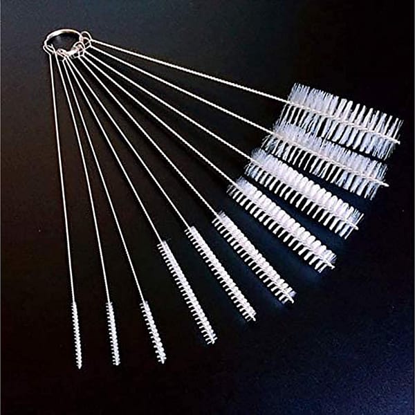 Straw Pipe Cleaner Brush Set,Small Cleaning Brushes for Small Spaces,Test Tube Brush Set,Stainless Steel Straw Cleaner Brush Set,Black