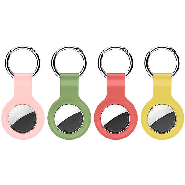 4 Pack AirTag Holder with Keychain -Sherry AirTag Case with Anti-Lost Keychain, Protective Air Tag, Item Finders, for Dog, Cat, Keys, Wallet, Backpacks