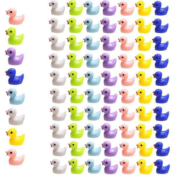 70 Pieces Mini Ducks,Sherry 7 Colors Miniature Figures Micro Fairy Garden Landscape Aquarium Dollhouse Ornament Potted Plants Decoration DIY Slime Charms for Christmas Accessories