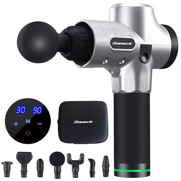 Massage Gun, Massage Gun Deep Tissue,Upgrade Percussion Muscle Massage Gun for Athletes, Handheld Deep Tissue Massager, Handheld Massager for Neck Back Pain Relief（White）