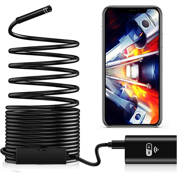 New Wireless Wifi Endoscope, Waterproof Flexible Borescope Inspection Camera 2.0 Megapixels for Android and Ios Smartphone, iPhone, Samsung, iPad