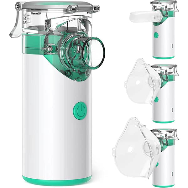 Portable Nebulizer, Nebulizer Machine for Adults & Kids, Handheld Nebuliser with Mouthpiece Adults&Chlid Masks, Breathing Treatment Machine Nebulizer for Travel and Home Use