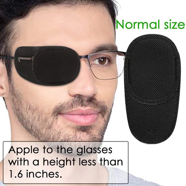 Eye Patches for Adults Kids - 8 Piece Eye Patch for Glasses Treat Lazy Eye Amblyopia Strabismus for Left or Right Eyes (Black, 4 Normal Size + 4 Large Size)