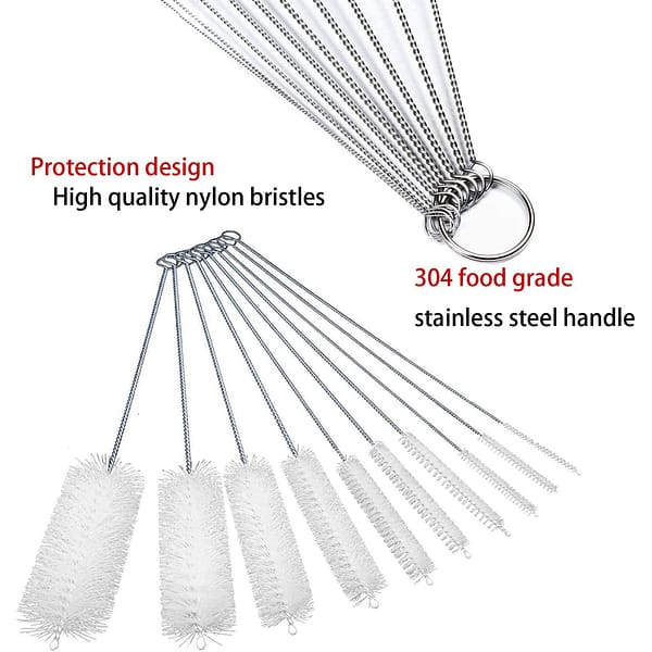 Straw Pipe Cleaner Brush Set,Small Cleaning Brushes for Small Spaces,Test Tube Brush Set,Stainless Steel Straw Cleaner Brush Set,Black