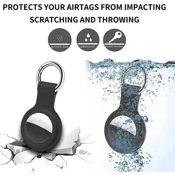 4 Pack Airtag Holder for Apple Air Tag Holder, Airtag Case with Anti-Lost Keychain Key Ring, Silicone Protective Cover Suitable for Kids' Backpacks, Dog Collars, Airtag Accessories