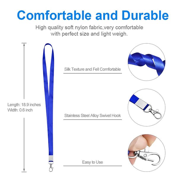 Emlimny 5 Colors Lanyards with Clip for ID Badges and Keys, Durable Neck Lanyard Strap for Teacher, Kids, Men, Women, Badge Holders for Keys, Wallet, Phone, Keychain, 5 PCS
