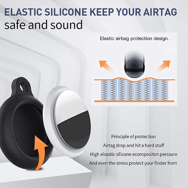 Airtag Holder Keychain for Apple Airtags, 4 Pack Air Tag Silicone Case with Keyring, Anti-Scratch Holders Clip Accessories for Kids Keys Dog Collar Compatible with Apple Air Tags[Silky Soft-Touch]