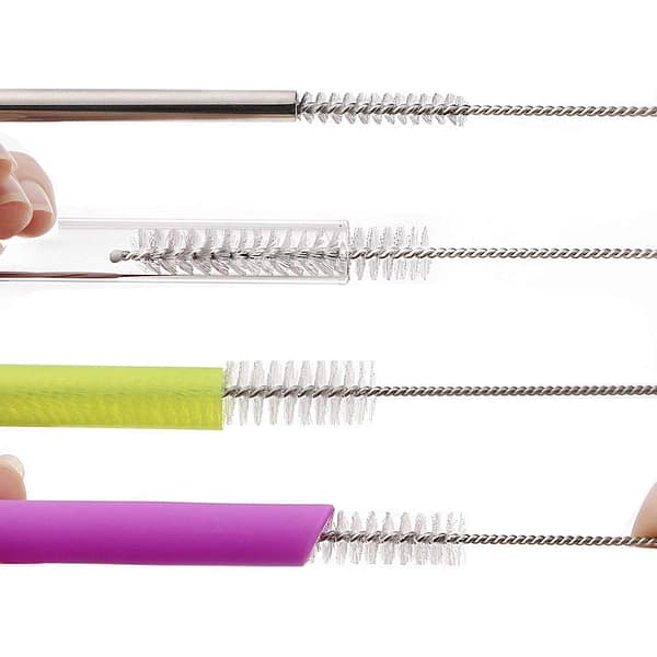 Straw Pipe Cleaner Brush Set,Small Cleaning Brushes for Small Spaces,Test Tube Brush Set,Stainless Steel Straw Cleaner Brush Set,Black