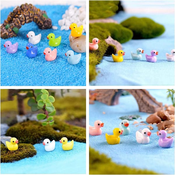 70 Pieces Mini Ducks,Sherry 7 Colors Miniature Figures Micro Fairy Garden Landscape Aquarium Dollhouse Ornament Potted Plants Decoration DIY Slime Charms for Christmas Accessories