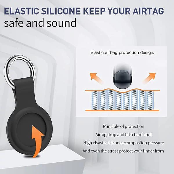 4 Pack Airtag Holder for Apple Air Tag Holder, Airtag Case with Anti-Lost Keychain Key Ring, Silicone Protective Cover Suitable for Kids' Backpacks, Dog Collars, Airtag Accessories