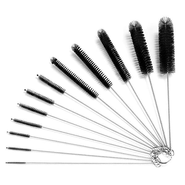 Straw Pipe Cleaner Brush Set,Small Cleaning Brushes for Small Spaces,Test Tube Brush Set,Stainless Steel Straw Cleaner Brush Set,Black