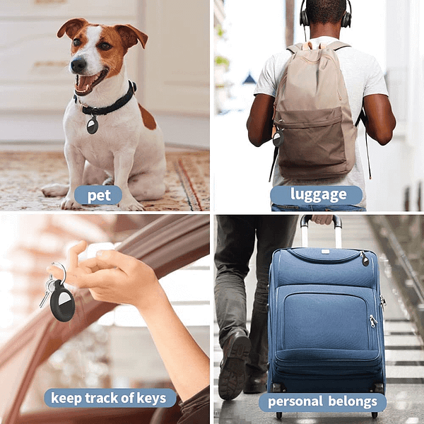 Airtag Holder Keychain for Apple Airtags, 4 Pack Air Tag Silicone Case with Keyring, Anti-Scratch Holders Clip Accessories for Kids Keys Dog Collar Compatible with Apple Air Tags[Silky Soft-Touch]