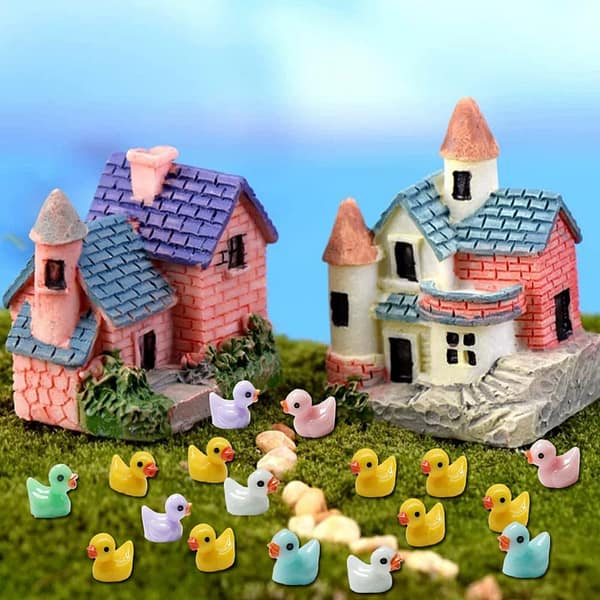 70 Pieces Mini Ducks,Sherry 7 Colors Miniature Figures Micro Fairy Garden Landscape Aquarium Dollhouse Ornament Potted Plants Decoration DIY Slime Charms for Christmas Accessories