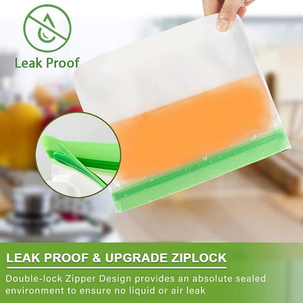 Reusable Freezer Ziplock Bags, 6 Pack Kitchen Food Storage Bags, Eco-friendly and Leakproof Reusable Bags for Fridge Organisation, Fridge Freezer Organiser Baby Pouch Kitchen Storage Gadgets Tools