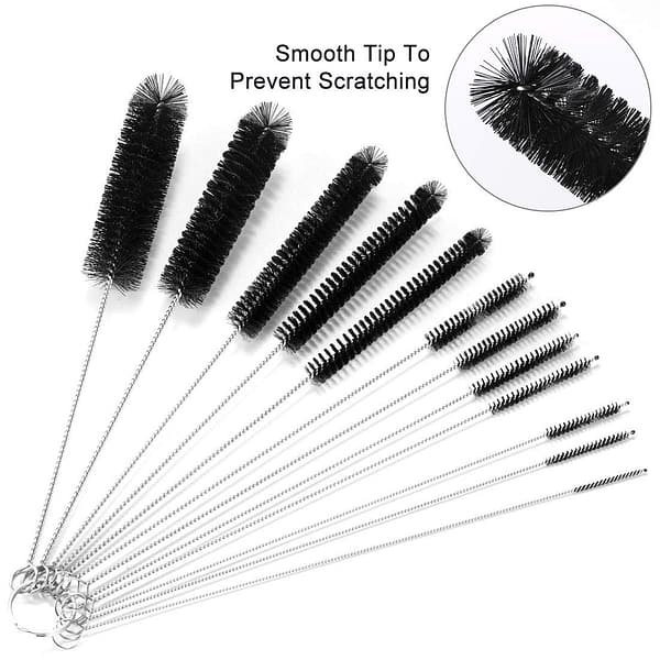 Straw Pipe Cleaner Brush Set,Small Cleaning Brushes for Small Spaces,Test Tube Brush Set,Stainless Steel Straw Cleaner Brush Set,Black