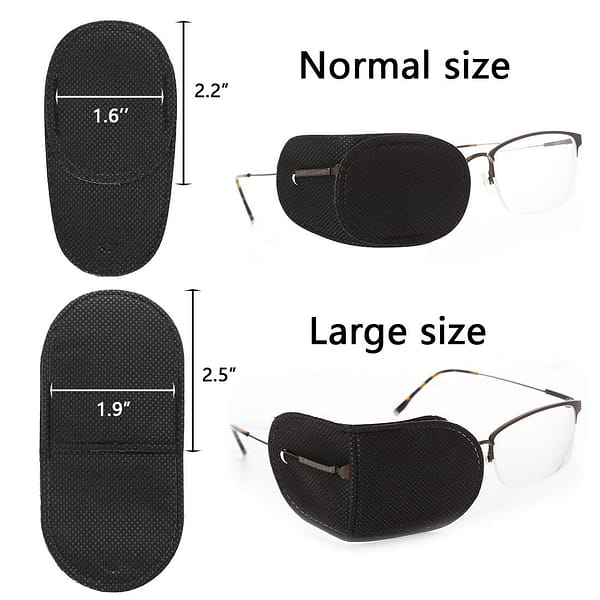 Eye Patches for Adults Kids - 8 Piece Eye Patch for Glasses Treat Lazy Eye Amblyopia Strabismus for Left or Right Eyes (Black, 4 Normal Size + 4 Large Size)
