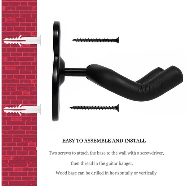 Guitar Wall Mount Hangers 3 Pack, Guitar Style Wall Holders Hooks Stands for Acoustic Electric Bass Classical Ukulele Guitars Emlimny