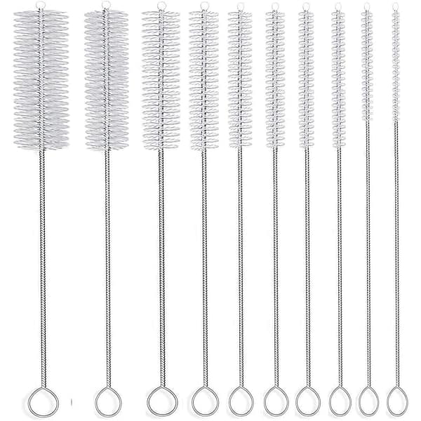 Straw Pipe Cleaner Brush Set,Small Cleaning Brushes for Small Spaces,Test Tube Brush Set,Stainless Steel Straw Cleaner Brush Set,Black