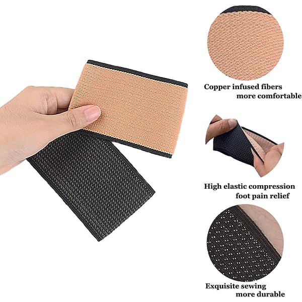 Copper Arch Support Sleeves (2PCS),Plantar Fasciitis Braces for Foot Care,Foot Compression Sleeve for Heel Spurs,Flat & Fallen Arches and High Arch Pain Relief,Arch Support Bands for Women & Men（nude）