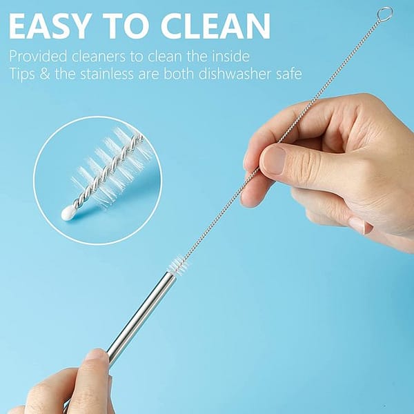 Set of 6 Reusable Metal Straws Stainless Steel Straws with Sherry Silicone Tip Elbows with 1 Cleaning Brushes for 20-30oz Tumblers Dishwasher Safe Eco-Friendly Portable Sherry（6 Colors）