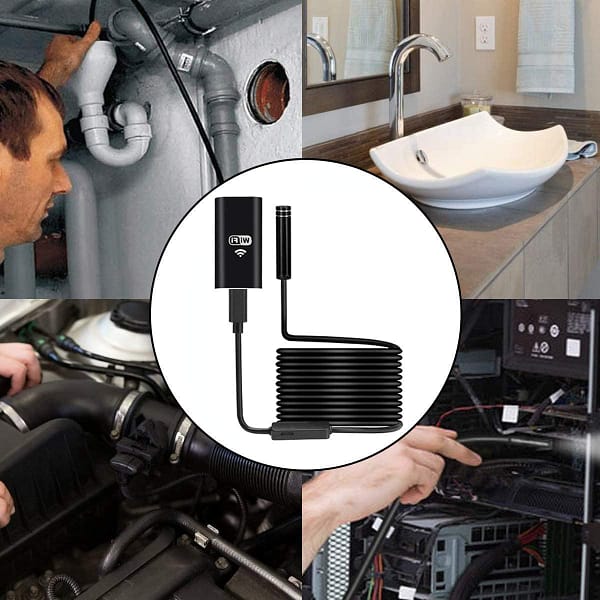 New Wireless Wifi Endoscope, Waterproof Flexible Borescope Inspection Camera 2.0 Megapixels for Android and Ios Smartphone, iPhone, Samsung, iPad
