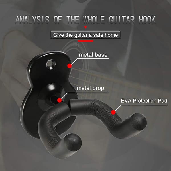 Guitar Wall Mount Hangers 3 Pack, Guitar Style Wall Holders Hooks Stands for Acoustic Electric Bass Classical Ukulele Guitars Emlimny