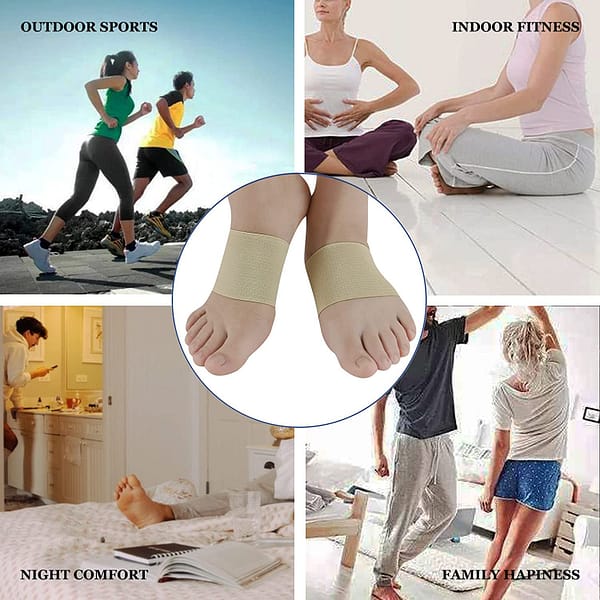 Copper Arch Support Sleeves (2PCS),Plantar Fasciitis Braces for Foot Care,Foot Compression Sleeve for Heel Spurs,Flat & Fallen Arches and High Arch Pain Relief,Arch Support Bands for Women & Men（nude）