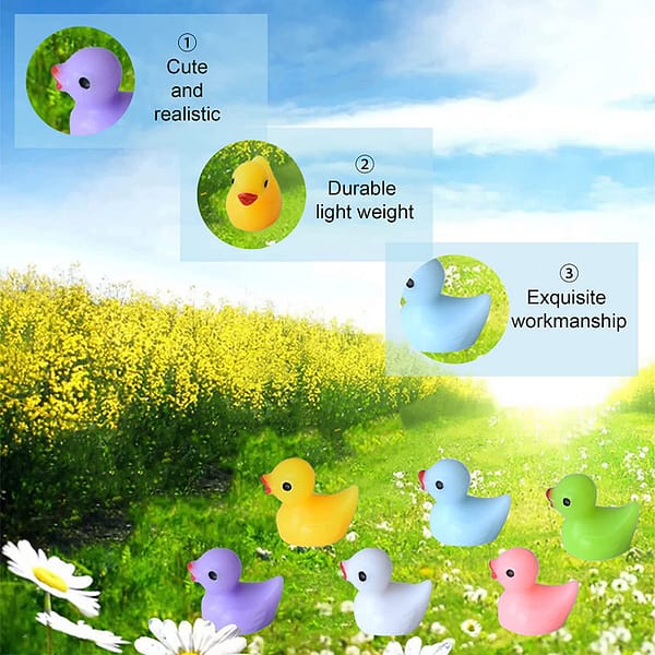 70 Pieces Mini Ducks,Sherry 7 Colors Miniature Figures Micro Fairy Garden Landscape Aquarium Dollhouse Ornament Potted Plants Decoration DIY Slime Charms for Christmas Accessories