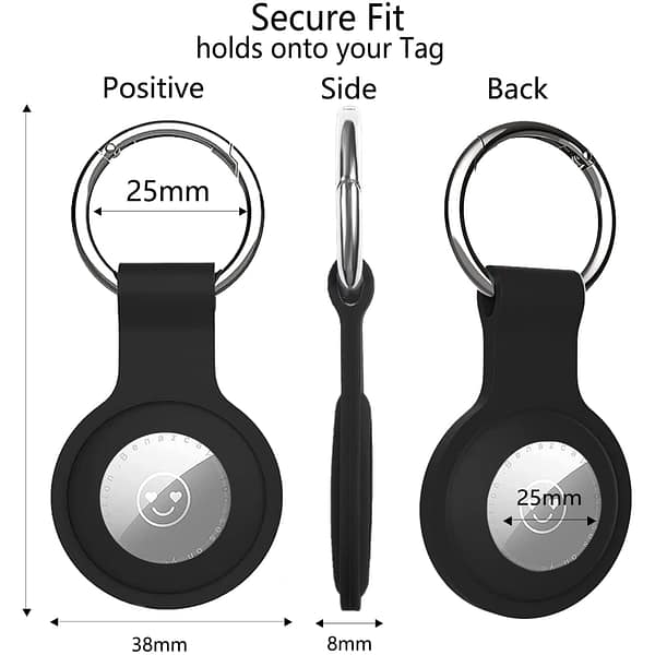 4 Pack Airtag Holder for Apple Air Tag Holder, Airtag Case with Anti-Lost Keychain Key Ring, Silicone Protective Cover Suitable for Kids' Backpacks, Dog Collars, Airtag Accessories