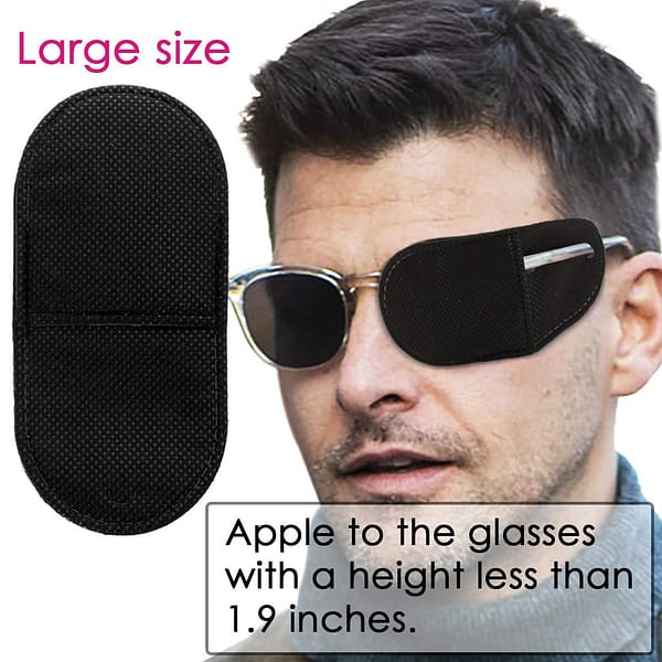 Eye Patches for Adults Kids - 8 Piece Eye Patch for Glasses Treat Lazy Eye Amblyopia Strabismus for Left or Right Eyes (Black, 4 Normal Size + 4 Large Size)