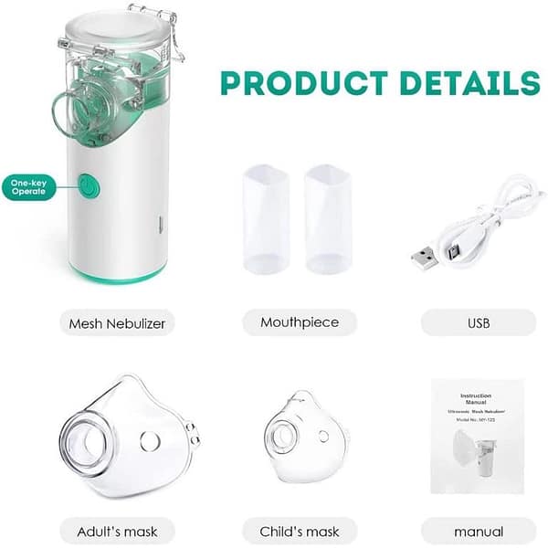 Portable Nebulizer, Nebulizer Machine for Adults & Kids, Handheld Nebuliser with Mouthpiece Adults&Chlid Masks, Breathing Treatment Machine Nebulizer for Travel and Home Use
