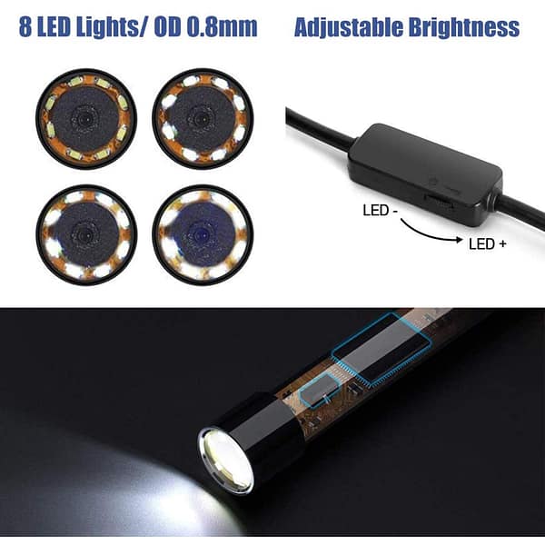 New Wireless Wifi Endoscope, Waterproof Flexible Borescope Inspection Camera 2.0 Megapixels for Android and Ios Smartphone, iPhone, Samsung, iPad
