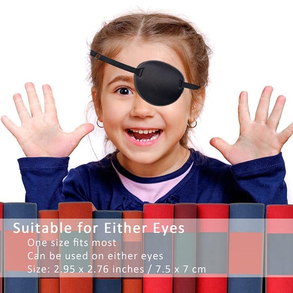 2PCS Eye Patch, Adjustable Eye Patches, Medical Eye Patch, Amblyopia Lazy Eye Patches for Left or Right Eyes, Black 2.95 x 2.76 inches