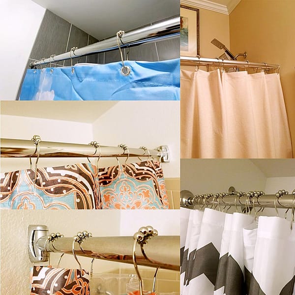 Shower Curtain Rings for Bathroom - Stainless Steel, Set of 12, Chrome, Silver