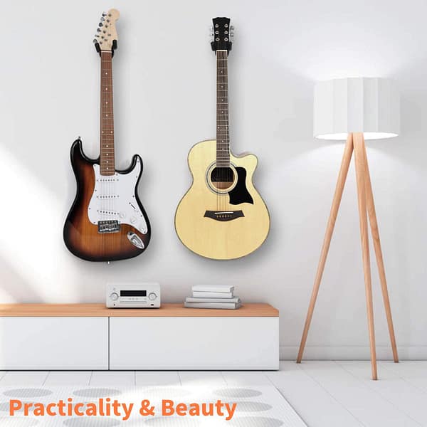 Guitar Wall Mount Hangers 3 Pack, Guitar Style Wall Holders Hooks Stands for Acoustic Electric Bass Classical Ukulele Guitars Emlimny